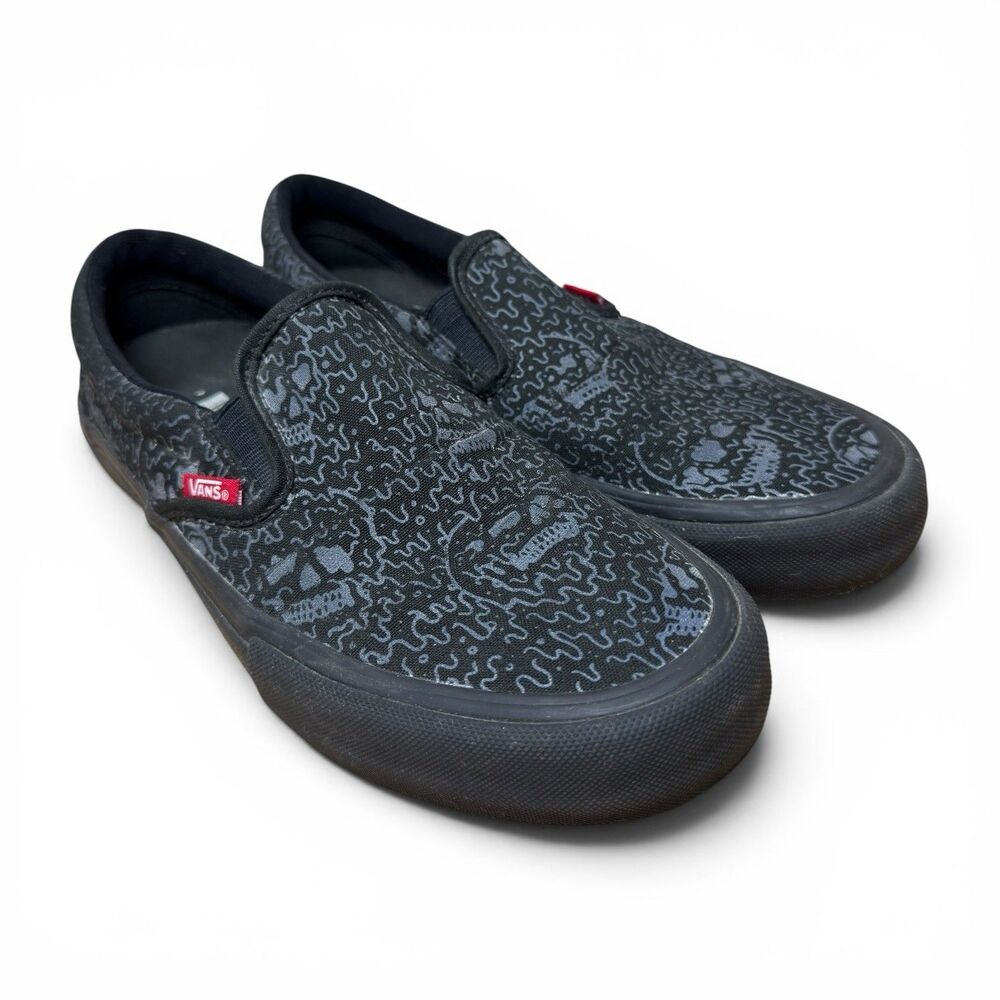 Sketchy Tank x Vans Slip-On Shoes Mens 8 Pro Black Reflective Skateboard Skulls